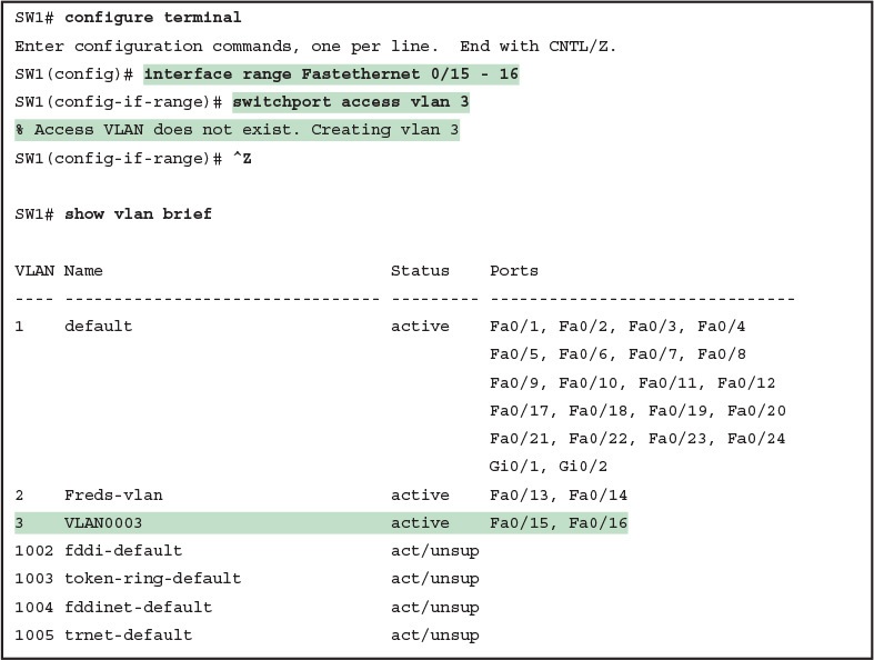 Shorter VLAN Configuration Example (VLAN 3)