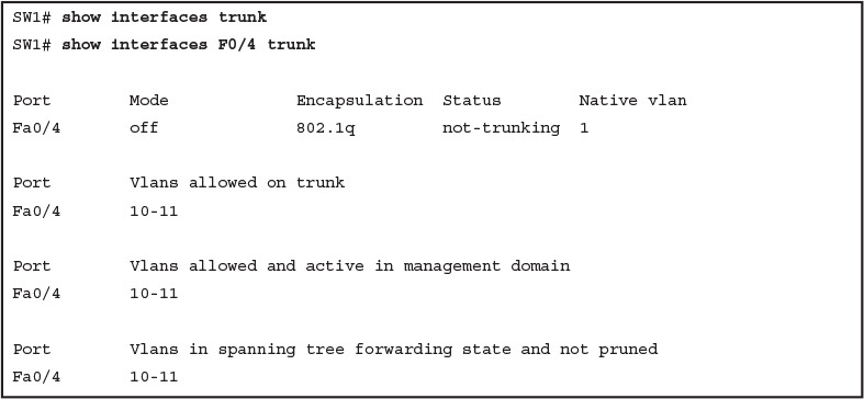 Example 7 Allowed VLAN List and the List of Active VLANs