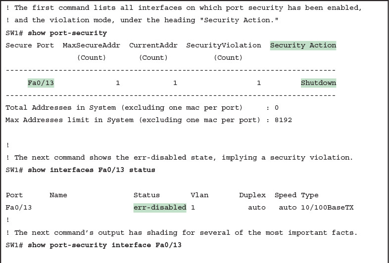 Using Port Security to Define Correct MAC Addresses of Particular Interfaces
