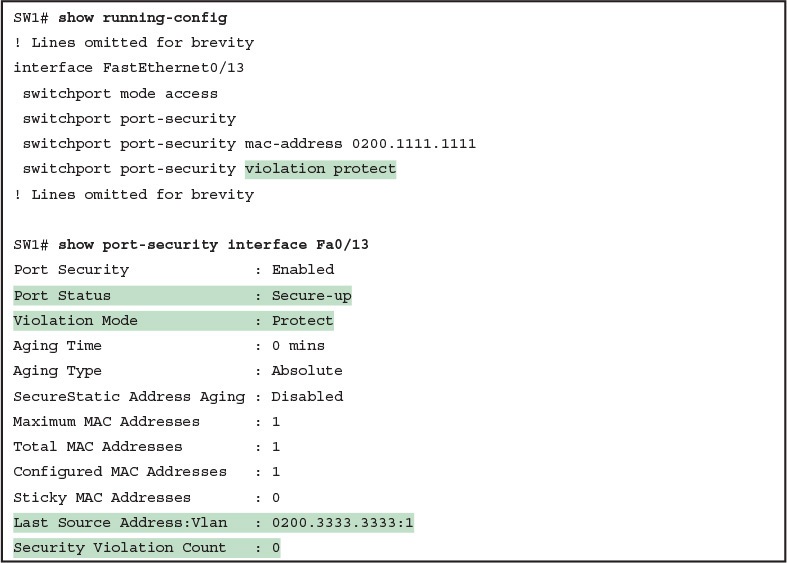 Port Security Using Protect Mode