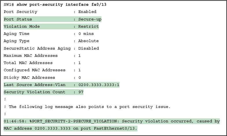 Port Security Using Violation Mode Restrict